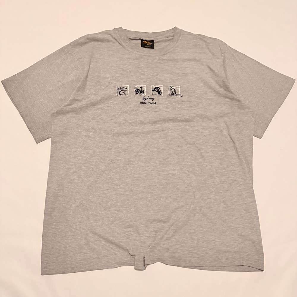 Sydney Australia T-Shirt Mens XL Grey Embroidered Souvenir Travel 90s Tee